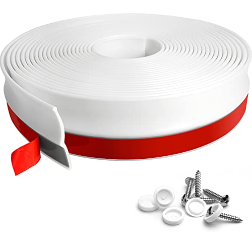 FCSOTSPS Garage Door Seal Top and Sides, 36Feet Universal White Garage Door Weather Stripping Replacement, Adhesive Backed Rubber Garage Door Trim Seal Strip FCSOTSPS