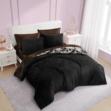 Betsey Johnson - Comforter Set, Luxuriously Soft Bedding with Matching Shams, Chic Bedding Set, Oeko-Tex Certified (Velvet Solid Black, Full/Queen) Betsey Johnson