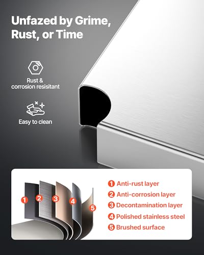 VEVOR Stainless Steel Shelving 48x18.5 Inch 5 Tier Adjustable Shelf Storage Unit Stainless Steel Heavy Duty Shelving for Kitchen Commercial Office Garage Storage 330lb Per Shelf VEVOR