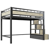 SogesSleep Loft Bed Twin Size with Stairs, More Sturdy Metal Loft Bed with Built-in Storage Stairs and Large Under-Bed Space, Used for Teens, Space Saving for Apartment or Dorm, No Box Spring, Black SogesSleep
