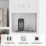 YESHOMY Tall Nightstand with Charging Station and USB Ports, Bedside Table with Open Bookshelf, Endtable with 3 Drawers, for Bedroom,Study, 48" Height, Pure White YESHOMY