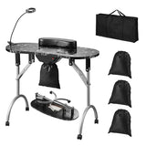 VEVOR Portable Manicure Table, Foldable Nail Table with Electric Dust Collector, Moveable Nail Tech Desk & 4 Wheels, 3 Dust Bags, Bendable LED Lamp, VEVOR