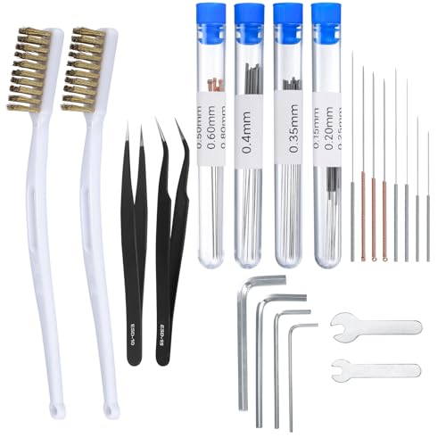 YOUYIDUN-48Pcs 3DPrinter Nozzle Cleaning Kit, 3DPrinter Nozzle Cleaning Needles Nozzle Cleaner 0.15/0.25/0.35/0.4/0.5/0.6/0.8mm, Stainless Steel Needles, Tweezers, Wire Brush for 3DPrinter Ac - WoodArtSupply