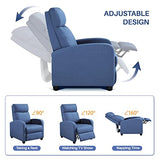 Yaheetech Fabric Recliner Chair Set of 2, Upholstered Reclining Sofa Chair with Pocket Springs for Living Room, Home Theater Seating with Thicker Seat Cushion, Light Blue