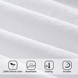 ATLINIA 100% Flax Linen Duvet Cover Set - Stone Washed Pure French Linen Organic Fabric for Farmhouse Comforter Boho Bedding Included 1 Duvet Cover 2 Pillow Shams(White, King) ATLINIA