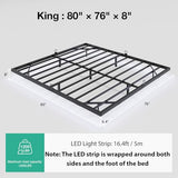 Novilla Floating Bed Frame with LED Lights, Modern Platform King Size Bed Frame with Mattress Slide Stopper, Easy Assembly, No Box Spring Needed, Noise Free Novilla