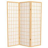 Red Lantern 5 ft. Tall Window Pane Shoji Screen - Natural - 3 Panels Red Lantern