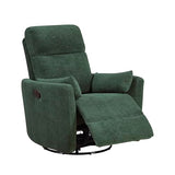 Lexicon Modern Swivel Glider Recliner Chair - Quiet 360 Swivel Chair, Durable Microfiber Upholstered, 2 Pillows, Manual Reclining for Living Room, Small Spaces, Nursery, Apartment, Bedroom, Green