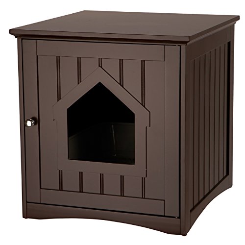 TRIXIE Litter Box Enclosure, Hidden Kitty Litter Box Cabinet, Furniture Style, Espresso-Brown 19.84 LBS - WoodArtSupply