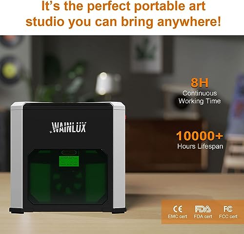 Laser Engraver WAINLUX K6 Pro, 3000mW Laser Engraving Machine, 0.05mm Accuracy, BT Connection Portable Mini Laser Cutter Engraver Tool for Wood Vinyl Leather Glass, DIY Art, Logo Design,Laser class4 WAINLUXPRO