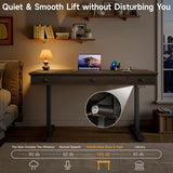 ONBRILL Standing Desk with Drawers, 55 x 23 Inch Electric Height Adjustable Desk with Storage & Outlets, for Computer Workstation, Home Office, Retro Curved Table Corner Design, Dark Walnut ONBRILL