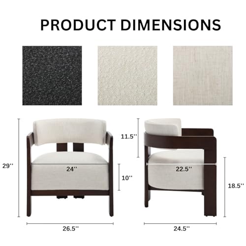 DAYALANE Beige Barrel Accent Chairs Set of 2, Cozy Upholstered Living Room Chair for Bedroom, Walnut Wood Frame, Vintage Modern Lounge Reading Chairs for Apartment Waiting Room Office,Beige DAYALANE