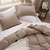 Bedsure Khaki Duvet Cover King Size - 3 Pieces Prewashed Extra Soft Bedding Set, Includes 1 Duvet Cover 104x90 Inches with Zipper Closure & 2 Pillow Shams, Comforter Not Included Bedsure