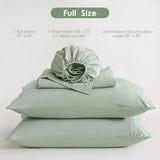 JSD Sage Green Full Sheet Set with Side Pocket Corner Straps, 4 Piece Soft Microfiber Bed Sheets Extra Deep Pocket JSD