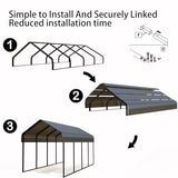 FILLOSLOV Heavy Duty Metal Carport 12x20 ft Galvanized Steel Carport Shelter for Car Extra Large Canopy for Dual Vehicle, RV Boat Storage All Weather Protection Garage Party Tent (12x20 FT) FILLOSLOV