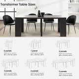 Transformer Table - Solid Wood Extendable Dining Table, Seats 2-12, Extendable Dining Room Table, Space-Saving Furniture (Black, Table + Bench) Transformer Table