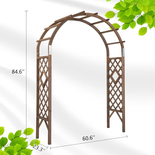 VINGLI Wooden Garden Arbor, Wedding Arch, 7ft Arch Backdrop Stand for Ceremony, Wood Trellis for Plant Climbing, Christmas Decor Pergola for Garden Backyard, Lawn VINGLI