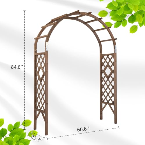 VINGLI Wooden Garden Arbor, Wedding Arch, 7ft Arch Backdrop Stand for Ceremony, Wood Trellis for Plant Climbing, Christmas Decor Pergola for Garden Backyard, Lawn - WoodArtSupply