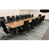 Thaweesuk Shop New White Finishes 16 FT Modern Boat Shaped Conference Table Room Wood Hide Wires Inside Elliptical Silver Metal Legs Desk Grommets Racetrack Boardroom Meeting Business Office Furniture Generic