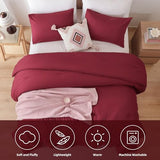ROSGONIA Queen Comforter Set Dark Red,3pcs Bedding Comforter Sets(1 Boho Red Comforter & 2 Pillowcases) All Season Lightweight Bedspread Blanket Quilt ROSGONIA