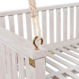 Porch Daybed Swing Outdoor Wooden Swing Bench, Patio Hanging Swing Chair Swinging Bed for Garden, Backyard, Deck, White NCKMYB