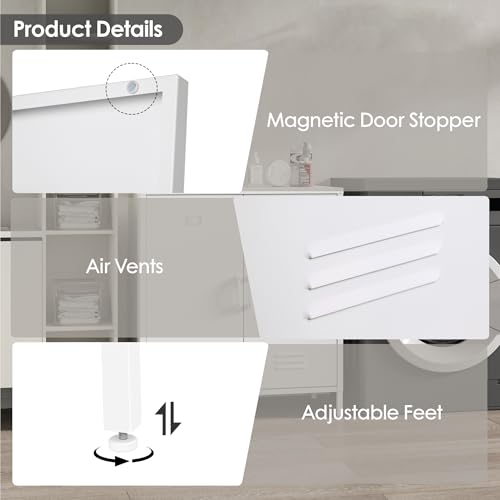 Epochsteele Metal Locker Storage Cabinet with Adjustable Shelf and Doors Bathroom Storage Cabinet Kids Locker for Utility Entryway Laundry Rooms (White) Epochsteele