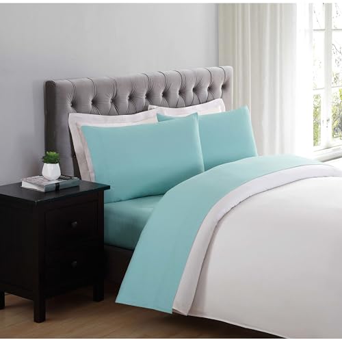 TRULY SOFT Everyday Sheet Set Turquoise Polyester 3-Piece Twin Sheet Set, Solid Color Themed, Adult Bedding, Oeko-TEX Certified TRULY SOFT