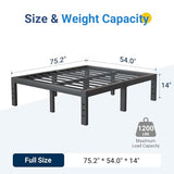 Avenco Metal Platform Bed Frame Full Size 14 Inch – Noise Free Quiet Design, Heavy Duty Steel Support, Under Bed Storage, Easy Assembly, No Box Spring Needed Avenco