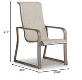 Signature Design by Ashley Beach Front Casual Outdoor Stackable Faux Leather Sling Arm Chair, Set of 4, Light Brown Signature Design by Ashley