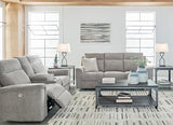 Signature Design by Ashley Barnsana Minimalist Power Reclining Loveseat with Console and USB Charging Ports, Light Gray Signature Design by Ashley