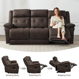 3 Seater Recliner Sofa, 3X Wall Hugger Reclining Sofa, Home Theater Seating with 2 Layer Cushion, Sofa Recliner for Home Living Room