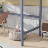Twin Size High Loft Bed with Built-in Desk,Rubber Wood Loft Beds for Kids with Ladder & Safety Guardrail,Space-Saving Study and Sleep Combination,Wooden Frame for Bedrooms,Easy Assembly,Grey GDFStudio