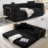 HANXIN 78 Inch Convertible Sleeper Sofa Bed, Folding Floor Mattress Couch with Fixed-Shape Frame, Futon Boneless Couch Lounge Loveseat with Pull Out Bed, No Assembly Required (Black) HANXIN