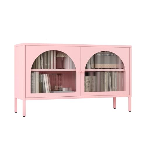 Fumedo Metal Storage Cabinet with Doors and Shelves,2 Door TV Stand,Accent Cabinet，Metal Locker&Sideboard Buffet Cabinet&Bookshelf&Cupboard for Home,Office,Living Room Fumedo
