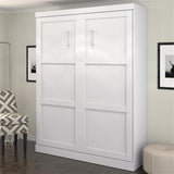 MAKLAINE Contemporary Modern Engineered Wood Flexible Slat System Dual-Mounted Queen Murphy Bed 65-inch Space-Saving in White MAKLAINE