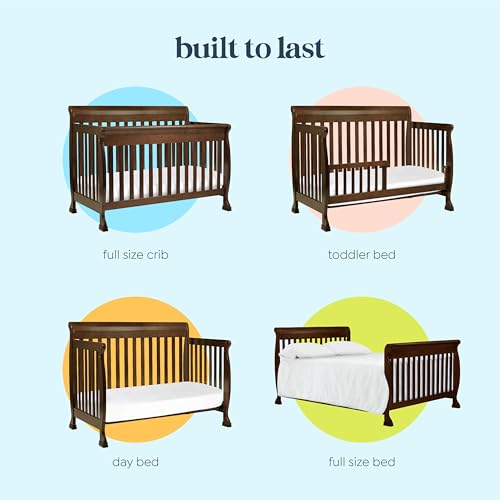 daVinci Kalani 4-in-1 Convertible Baby Crib - Strong, Easy to Assemble GREENGUARD Certified Crib - Convertible to Toddler Bed, Daybed, Full-Size Bed - Four Adjustable Mattress Heights - Espresso