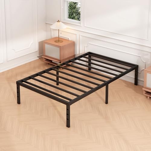 Hafenpo 18 Inch Twin Bed Frame - Sturdy Metal Platform Twin Size, No Box Spring Needed, Heavy Duty, Easy Assembly, Strong Bearing Capacity, Under Bed Storage, Black Hafenpo