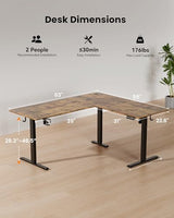 YORIWELL 63 Inches Reversible L Shaped Standing Desk for Home Office, Electric Height Adjustable Corner Computer Desk, Sit Stand up Table with Cup Holder, Ergonomic Gaming Desk, Rustic Brown YORIWELL