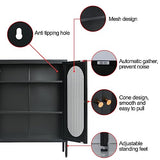 Fumedo 2 Mesh Door Metal Storage Cabinet for Bed Room,Living Room,Home,Hotel,Office,Garage,Kitchen,3-Tier,2 Removable Shelves (Mesh Door Cabinet, Black) Fumedo