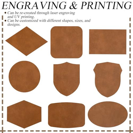 5 Pack Laserable Leatherette Sheet Faux Leather Laser Engraving Leather Blank Hat Patches with Heat Press Adhesive for Laser Engraving DIY Hat Cap Beanie UV Printing Craft Supplies (Bourbon Brown) GrliTra