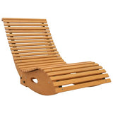 Outsunny Outdoor Rocking Chaise Lounge Chair, S Shape Wooden Rocking Chair with Slatted Seat and High Back, Rocking Patio Lounger for Porch, Backyard, Garden, Light Brown