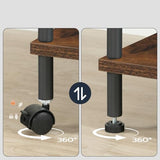 HOOBRO Printer Stand, Large Printer Table with Charging Station, Industrial Printer Storage Shelf with Wheels, 3-Tier Rolling Printer Cart for Home Office, Rustic Brown and Black BF48UPS01 HOOBRO