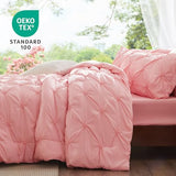 BEDELITE Pink King Size Comforter Set - 3 Pieces Boho Pintuck Bedding Comforter Sets, Lightweight Soft & Warm King Bedding Set with 2 Pillowcases for All Season BEDELITE
