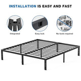 OLIXIS Metal King Bed Frame - 14in High with Storage Space, No Box Spring Needed with Sturdy Steel Slat Support, 2200LBS Heavy Duty for Easy Assembly, Black for Bedroom OLIXIS
