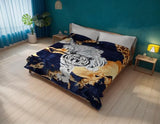 White Tiger Blanket Korean Mink Ultra Silky Soft Reversible Bed comforter bedspread bedding Cobias Heavy thick weight Perfect for Winter all season throw (King, 71 Tiger Blue) SOLARON