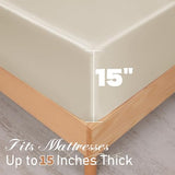 NSGZ 3 Pcs Satin Fitted Sheet and Pillowcase Set, King Silky Bottom Bedsheet Fit up to 15 Inch Deep Pocket Mattress, Taupe Soft Satin Bedding Includes 1 Fitted Sheet and 2 Pillowcases NSGZ