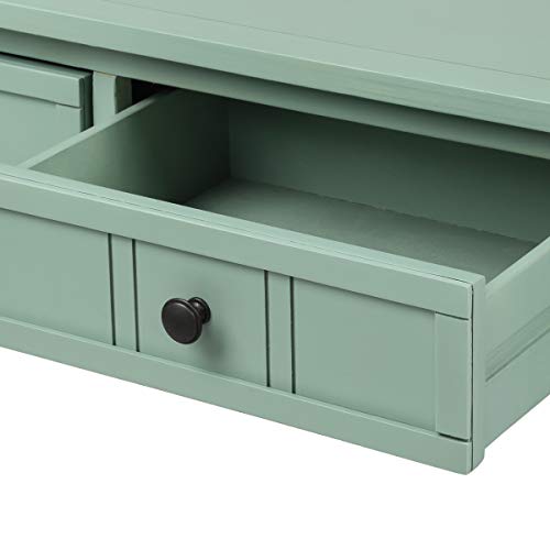 Knocbel Antique Entry Console Table with Drawers & Bottom Open Shelf, Wood Sofa Tables for Entryway Hallway Living Room, 35.43" W x 13.8" D x 30.25" H, Retro Blue Knocbel