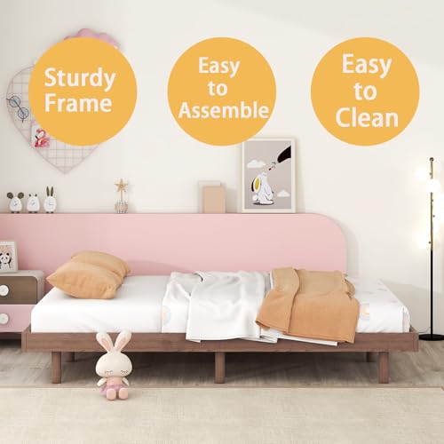 Klwenas Maec Twin Size Floating Bed Frame Without Headboard,10.5" Wood Low Profile Platform Bed with Sturdy Slats Support,Noise Free,No Box Spring Needed,Noise-Free,Easy to Assemble (Walnut, Twin) Klwenas Maec