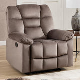 CANMOV Manual Recliner Single Sofa, Wall-Hugger Reclining Couch, Upholstered Sofa Chair with Armrests, Fabric Reclining Couch with Soft Cushion for Living Room (Brown, 36" W)