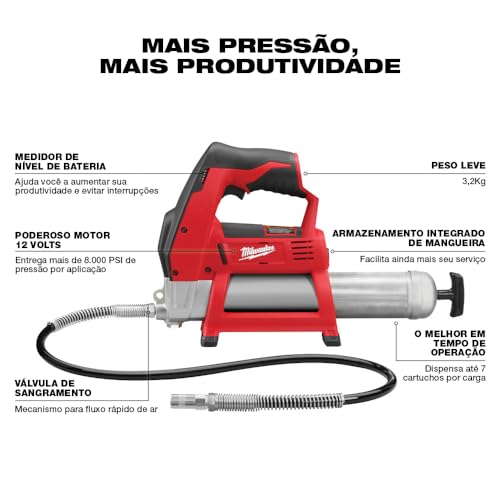Milwaukee Bare-Tool Milwaukee 2446-20 M12 12-Volt Cordless Grease Gun (Tool Only, No Battery) Milwaukee